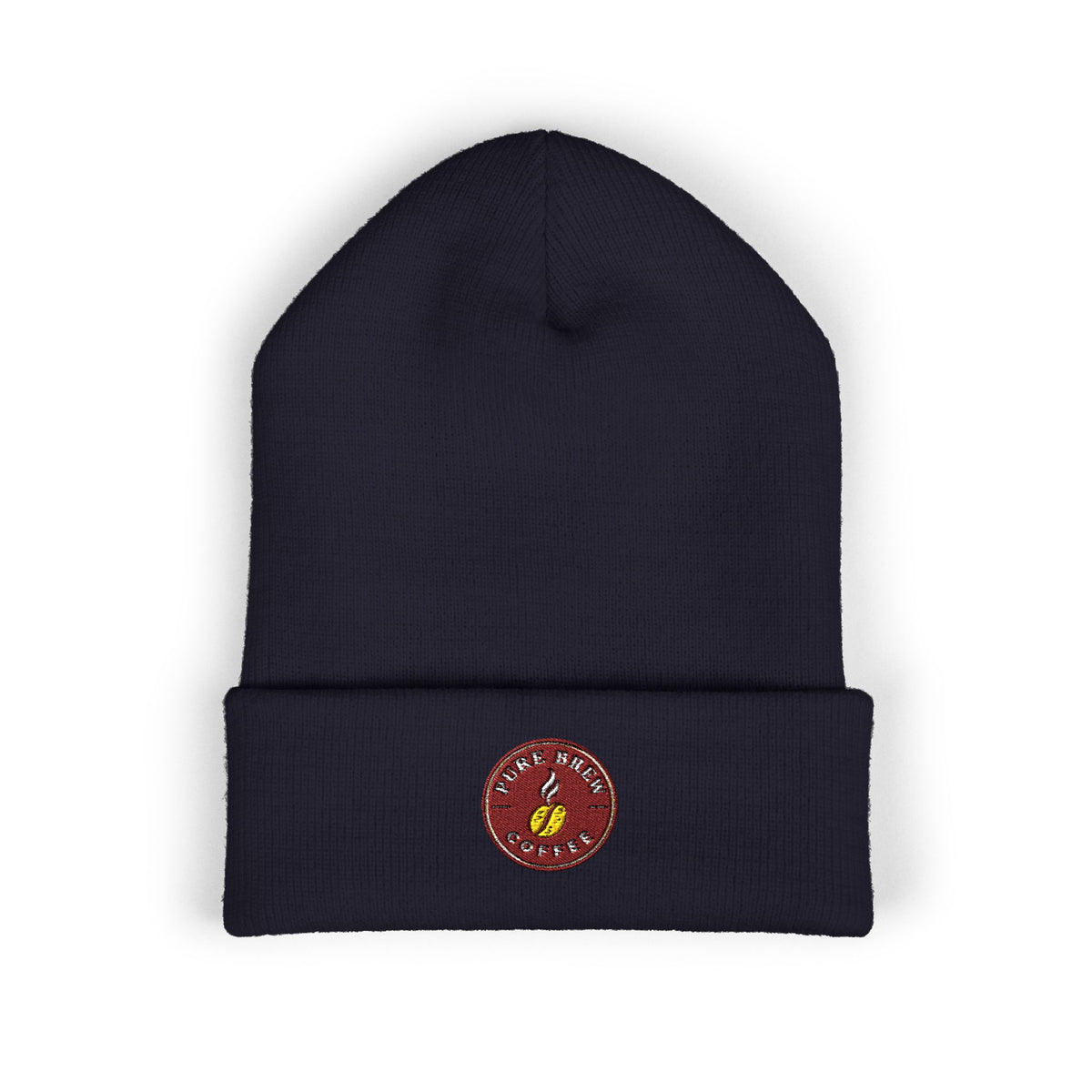 Embroidered Coffee Badge Cuffed Beanie