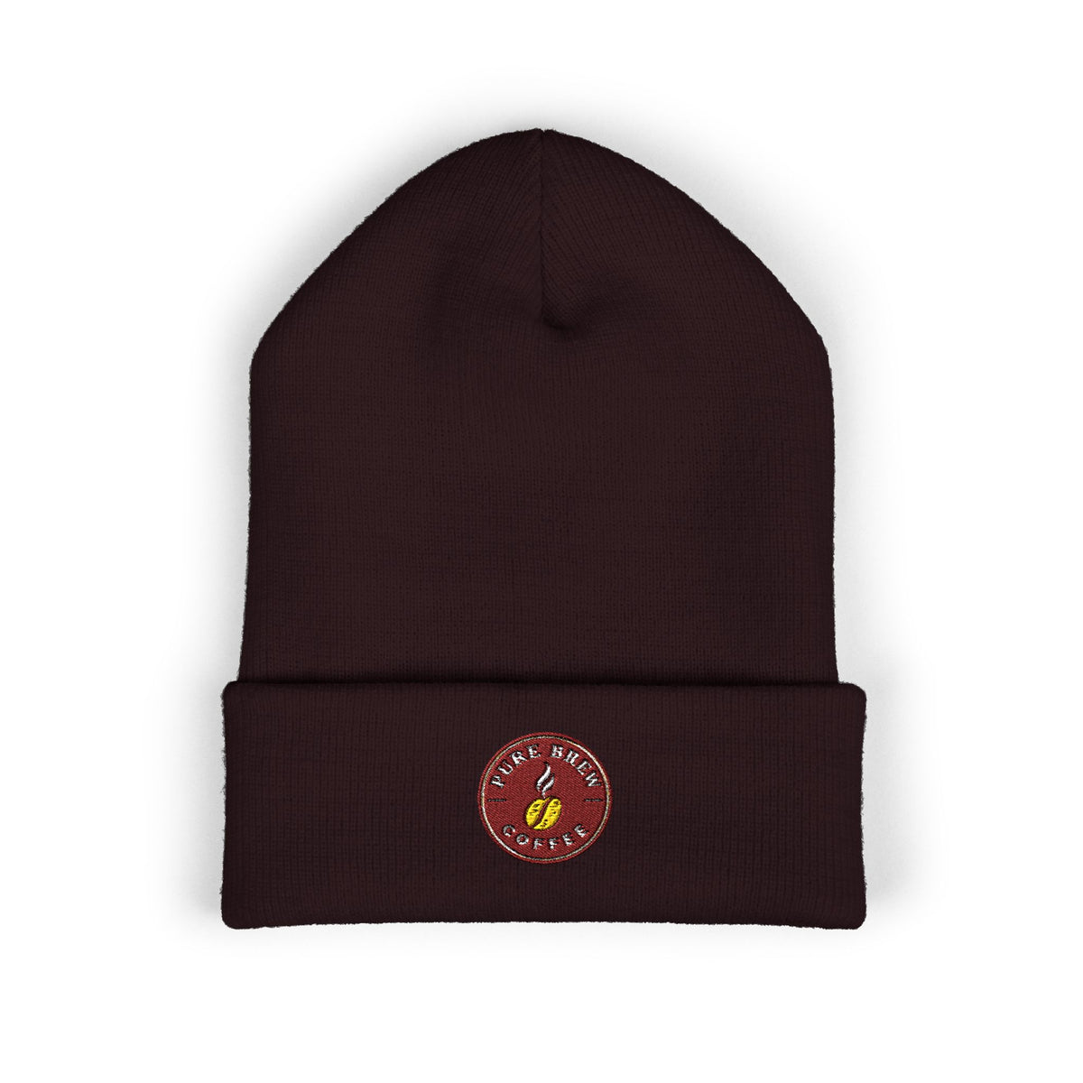 Embroidered Coffee Badge Cuffed Beanie
