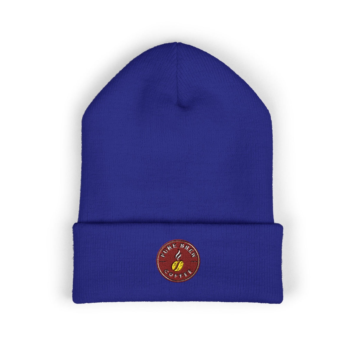 Embroidered Coffee Badge Cuffed Beanie