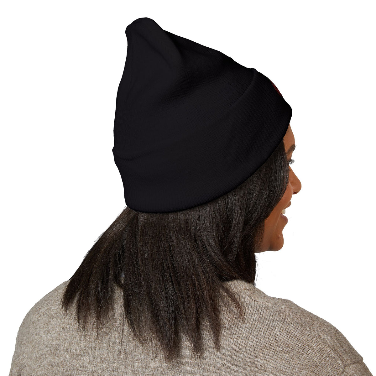 Embroidered Coffee Badge Cuffed Beanie