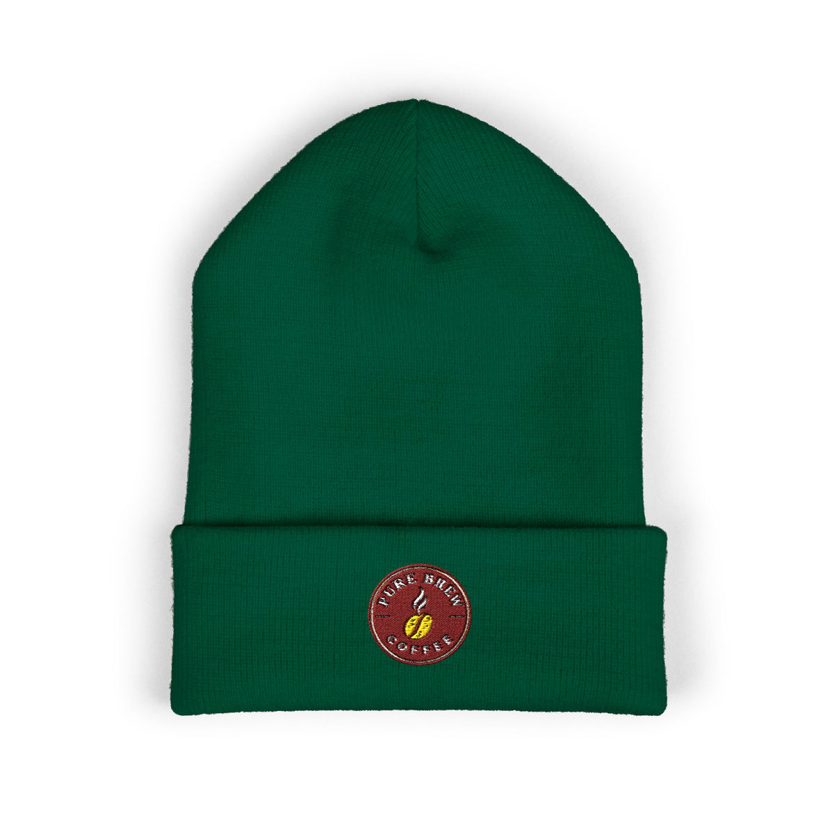 Embroidered Coffee Badge Cuffed Beanie