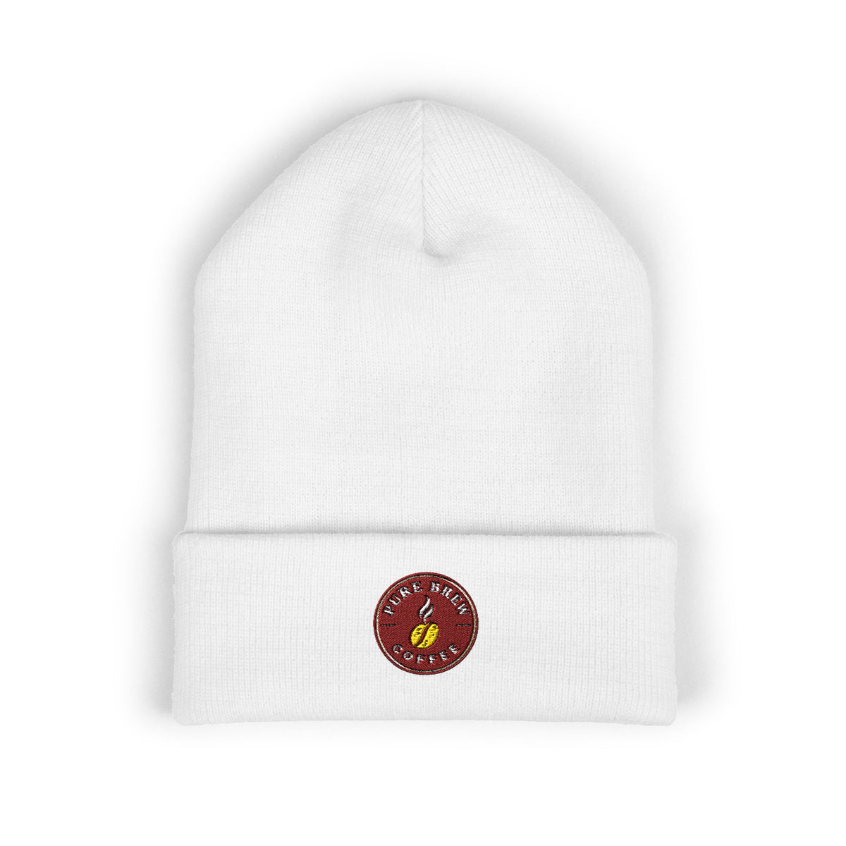 Embroidered Coffee Badge Cuffed Beanie