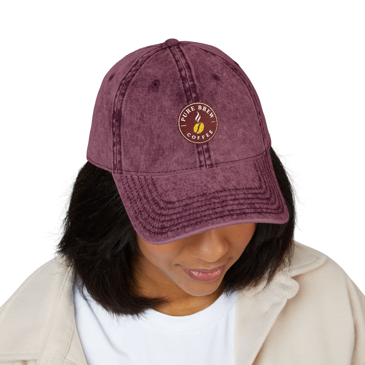 Vintage Embroidered Coffee Logo Cap