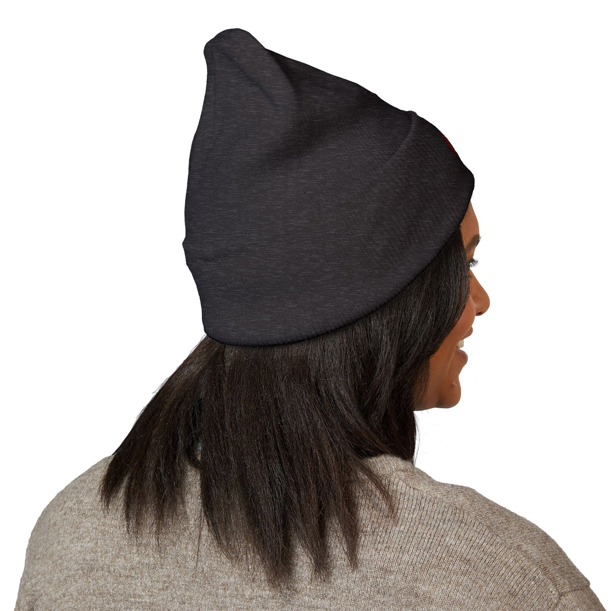 Embroidered Coffee Badge Cuffed Beanie