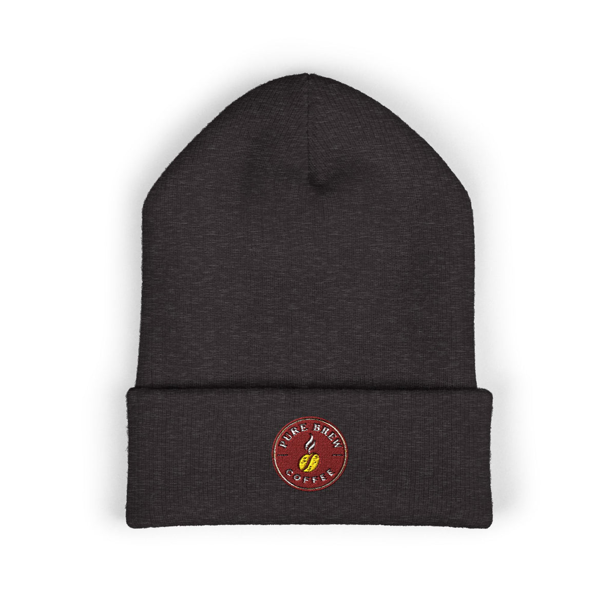 Embroidered Coffee Badge Cuffed Beanie