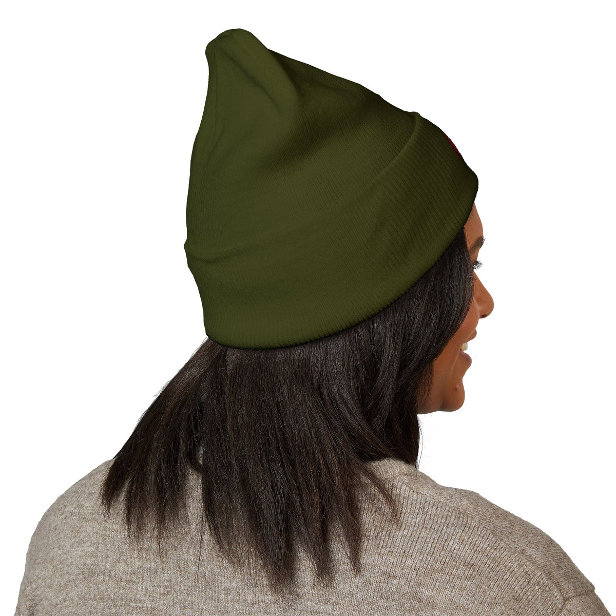 Embroidered Coffee Badge Cuffed Beanie