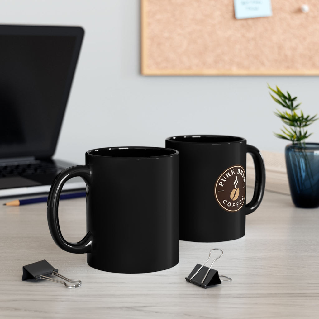"Pure Brew Coffee" Black Ceramic Cup