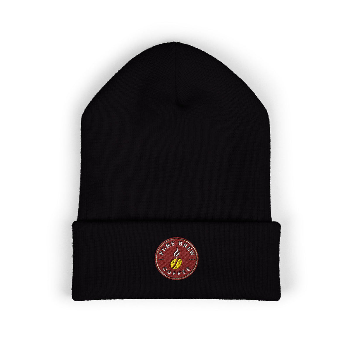 Embroidered Coffee Badge Cuffed Beanie