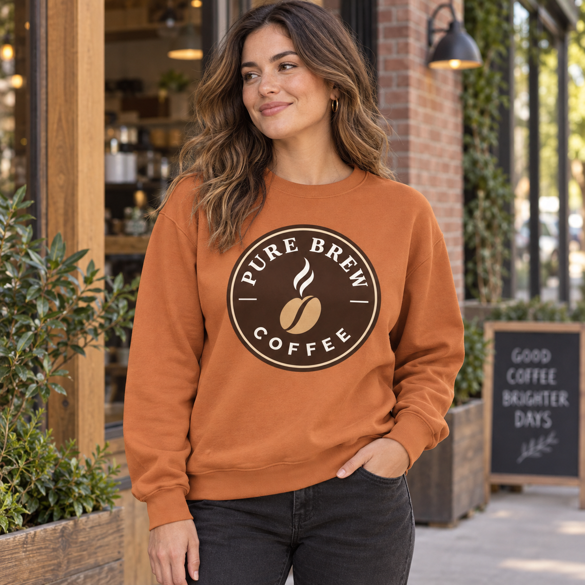 "Pure Brew Coffee" Casual Pullover