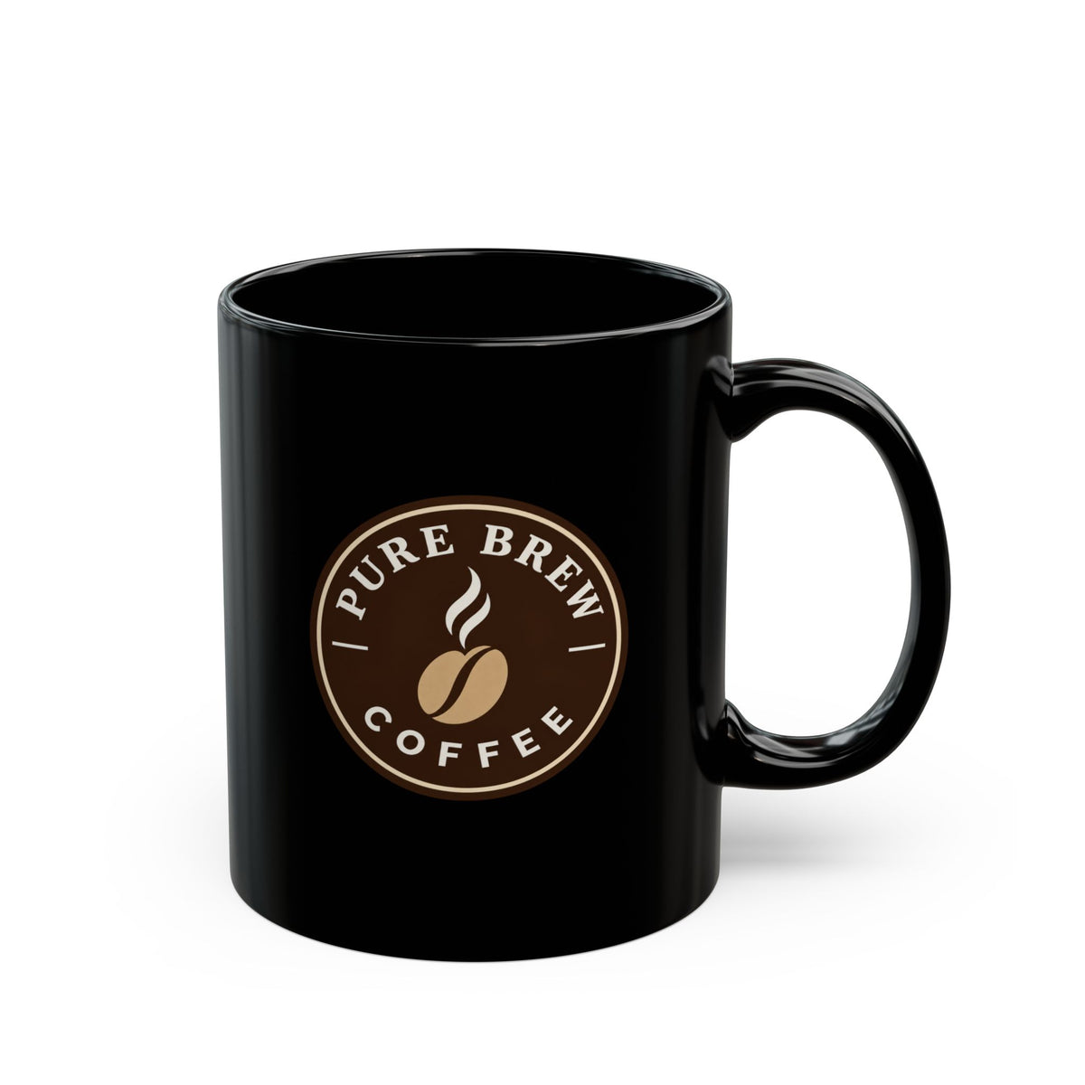 "Pure Brew Coffee" Black Ceramic Cup